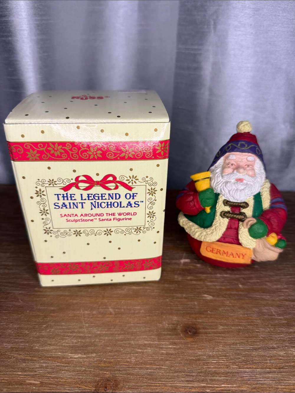 Vtg Russ Santa Around The World GERMANY Resin 4.5” Roly Poly Figurine #14097